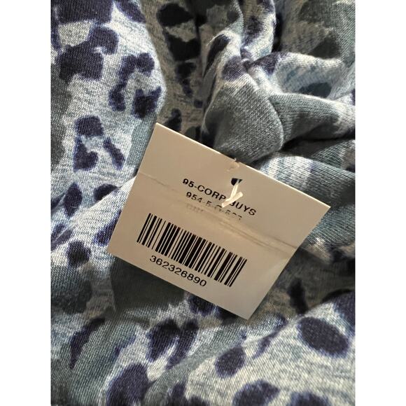 Cuddl Duds Cardigan Sweatshirt Womens 2X Blue Leopard French Terry Thumb Holes - Picture 5 of 15